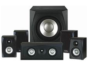 ENTRA POINT 5 (FIVE) - Black - Complete 6-Piece Home Theater Loudspeaker System - Hero
